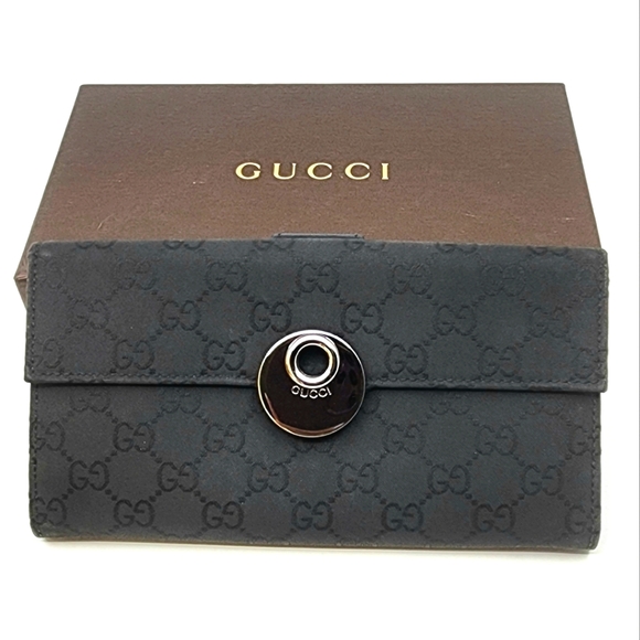 Gucci Handbags - EUC Gucci Black Canvas & Leather Long  Wallet